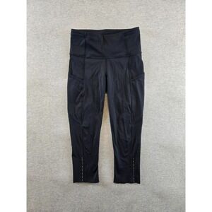 Lululemon Leggings Womens 4 Black Fast Free Crop‎ II High Rise Nulux Running Gym